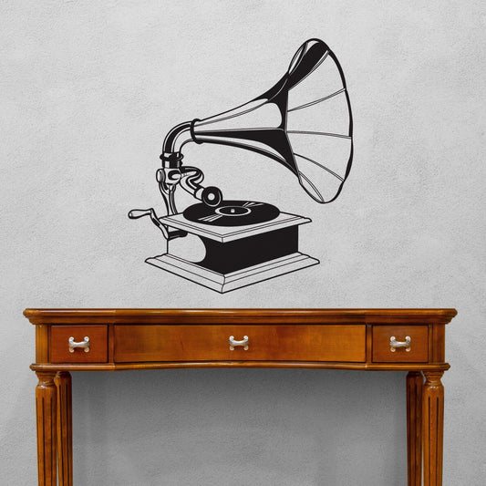 Retro Antique Record Phonograph Wall Decal. #408