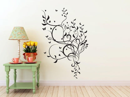 Flower Wall Decal with Butterflies. #478