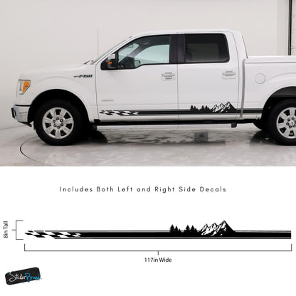 Checker Flag Truck Decal Sticker. Overland Mountain Theme. #6816