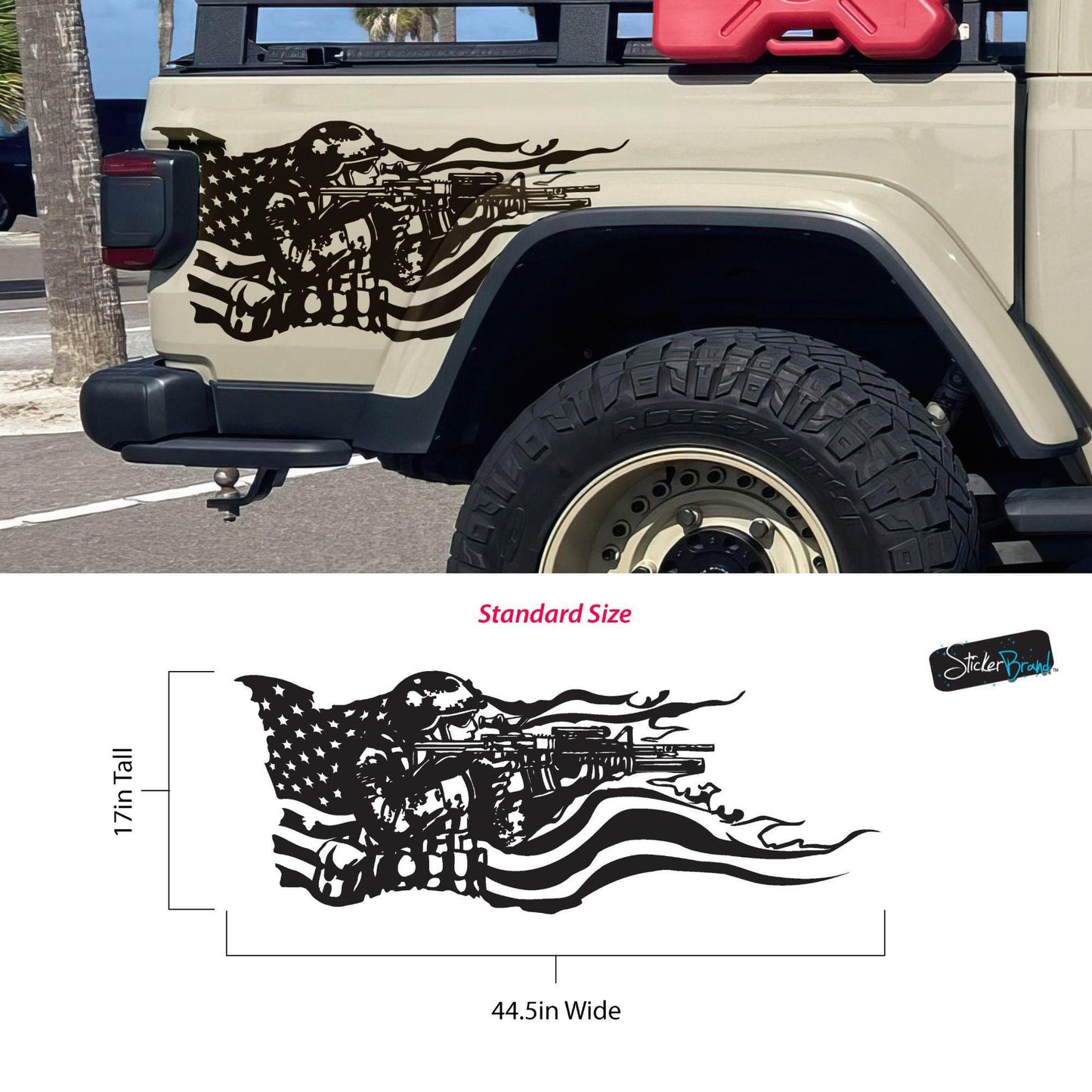 Military Soldier Flag Truck / Car Decal Sticker. Veteran Flag Window Sticker. #6967