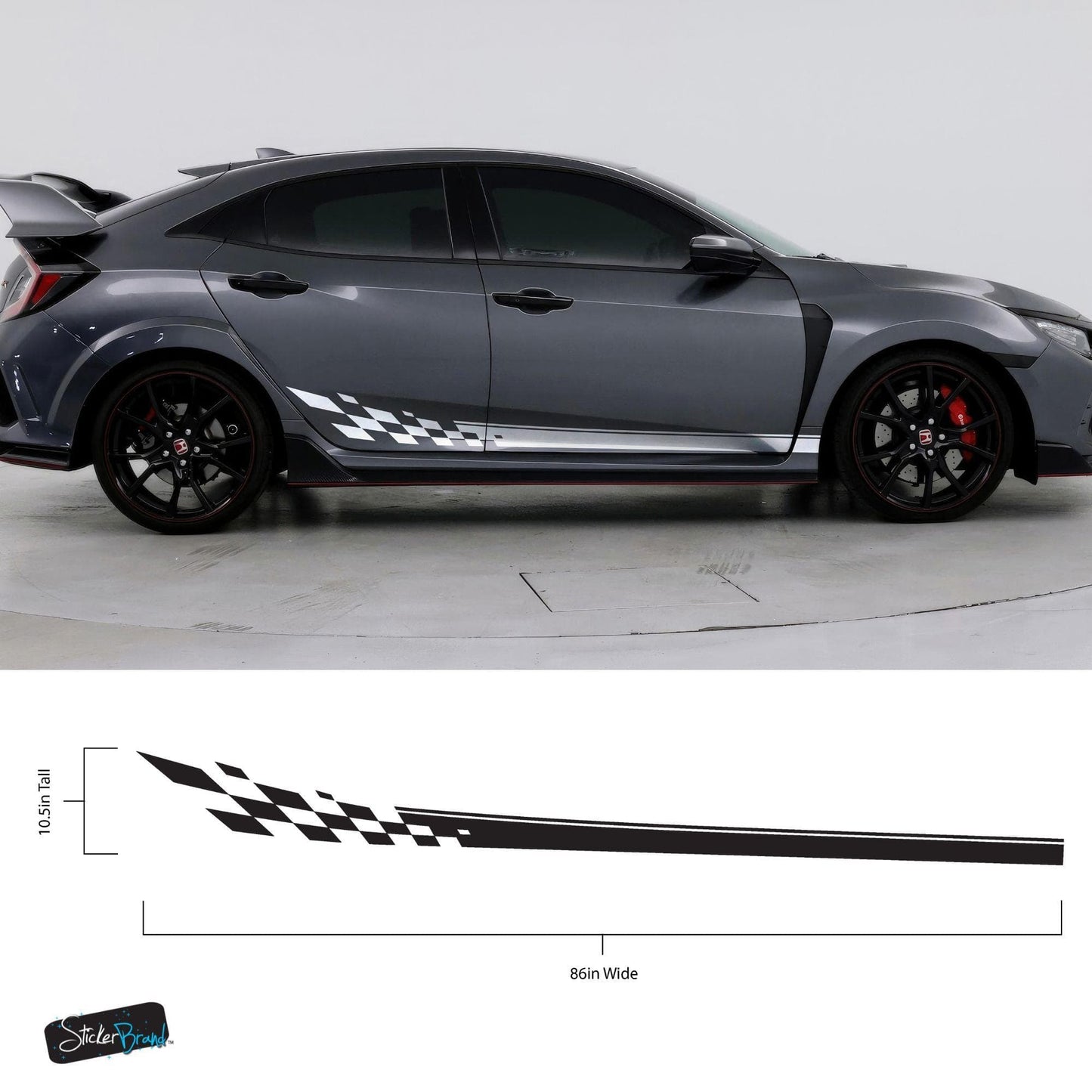 Checker Flag Car Decal Sticker. Racing Stripes Graphic Sticker. #6999