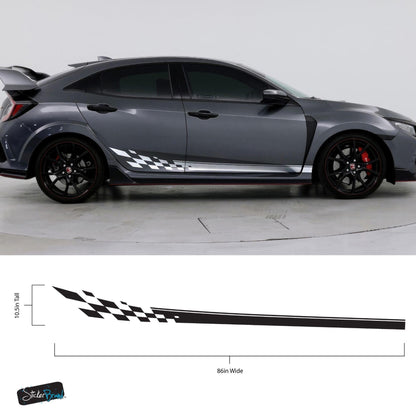 Checker Flag Car Decal Sticker. Racing Stripes Graphic Sticker. #6999