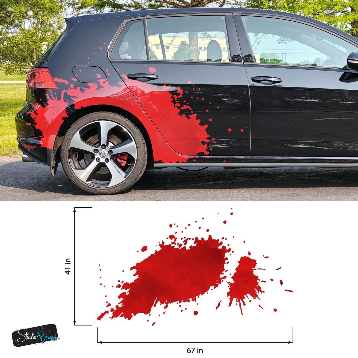 Red Blood Splatter Vinyl Graphic Car Decal. #7037