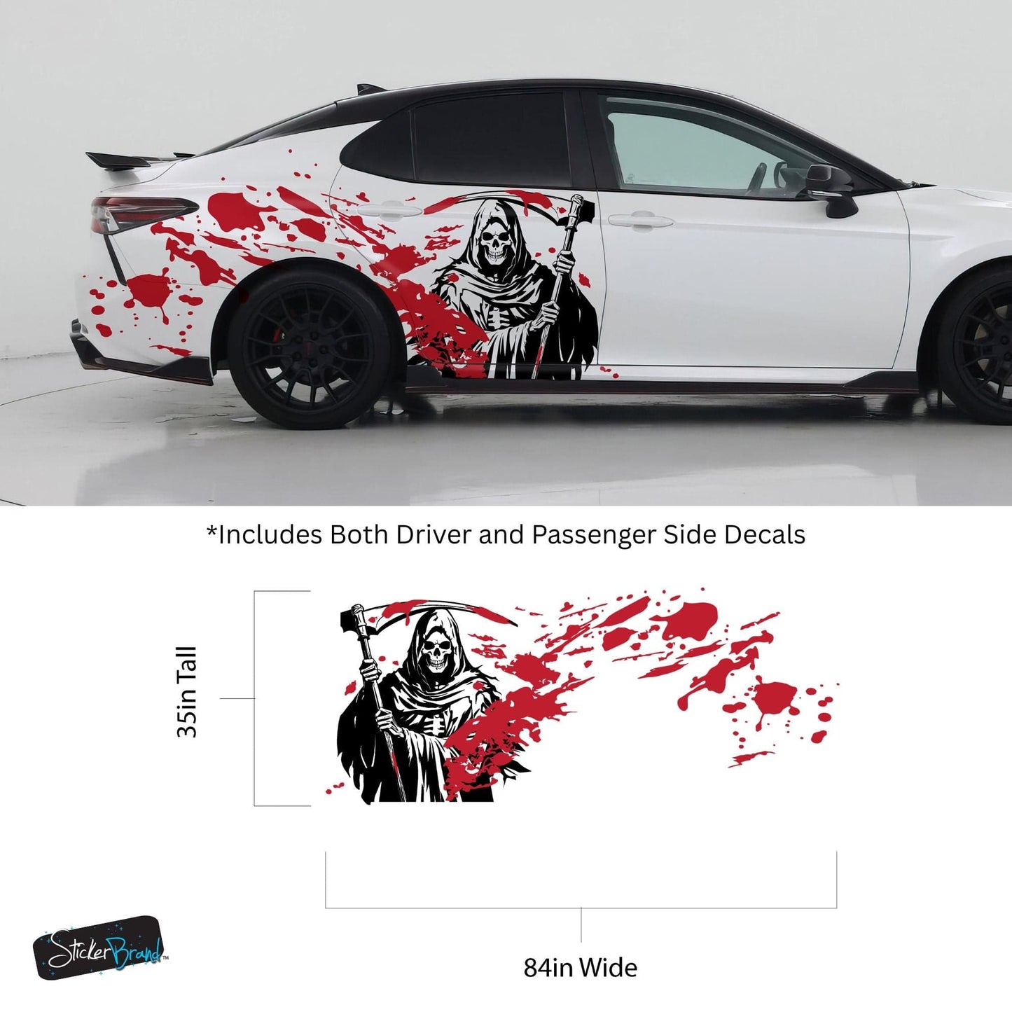 Grim Reaper Blood Splatter Car Decal. #7082