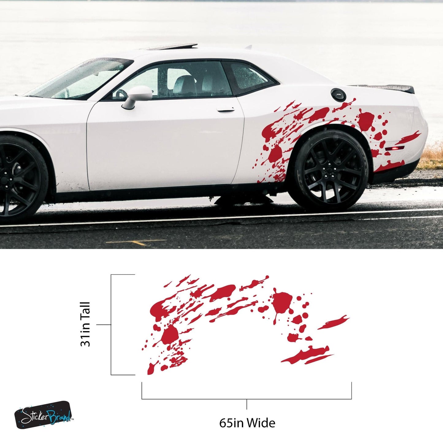 Red Blood Splatter Graphic Car Decal. #7031