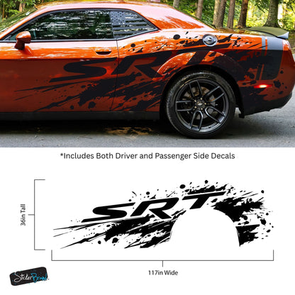 SRT Splatter Car Decal. For Challenger, Charger, Durango. Mopar. #7086