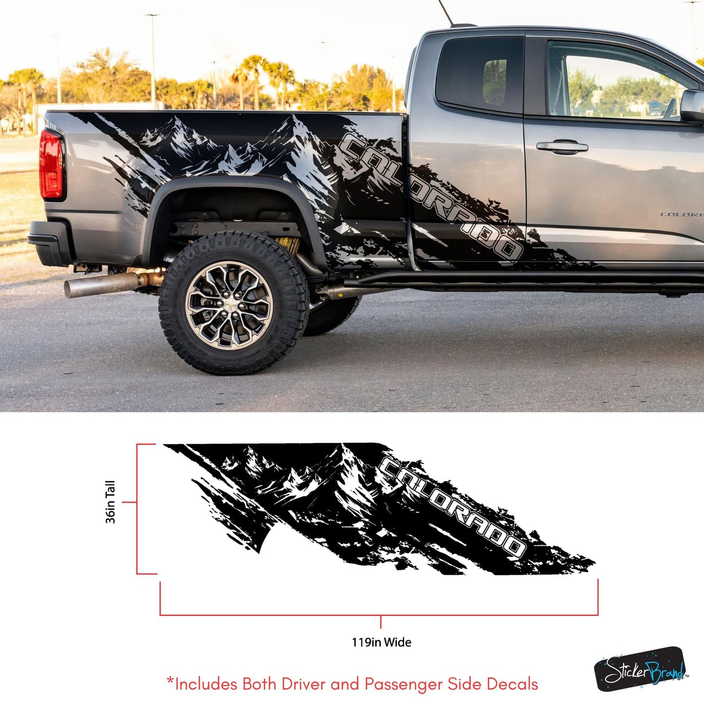 Chevy Colorado Truck Mud Splash Mountain Vinyl Car Graphic Sticker. Set of 2. #7110