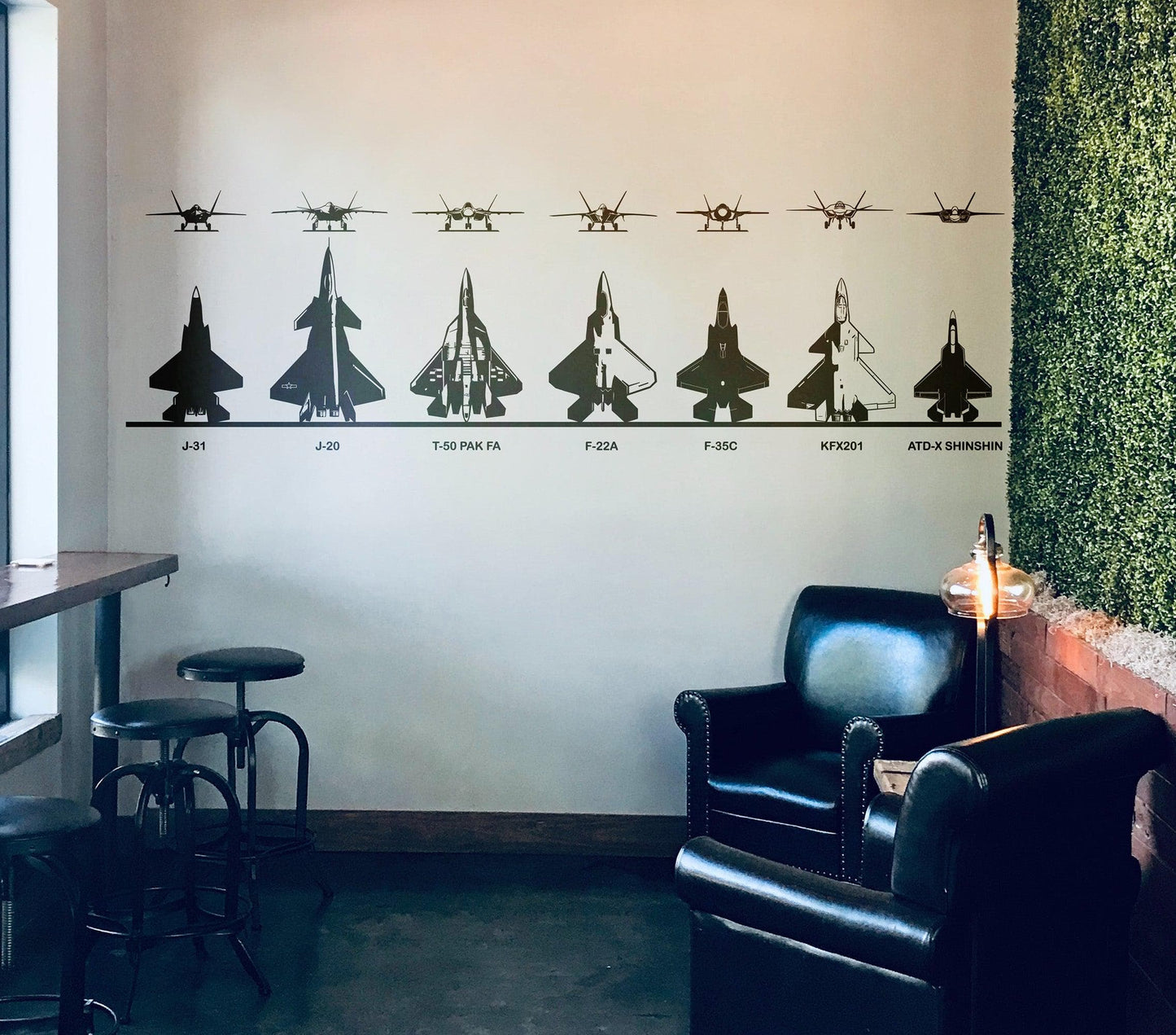 7 Military Fighter Jets Wall Decal Sticker. #5014