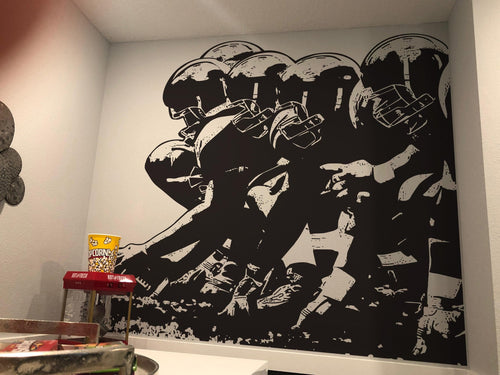 Football Player Lineup Wall Decal on a white wall.