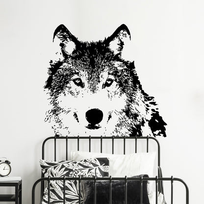 Wolf Face Wall Decal. Outdoors theme decor. #521