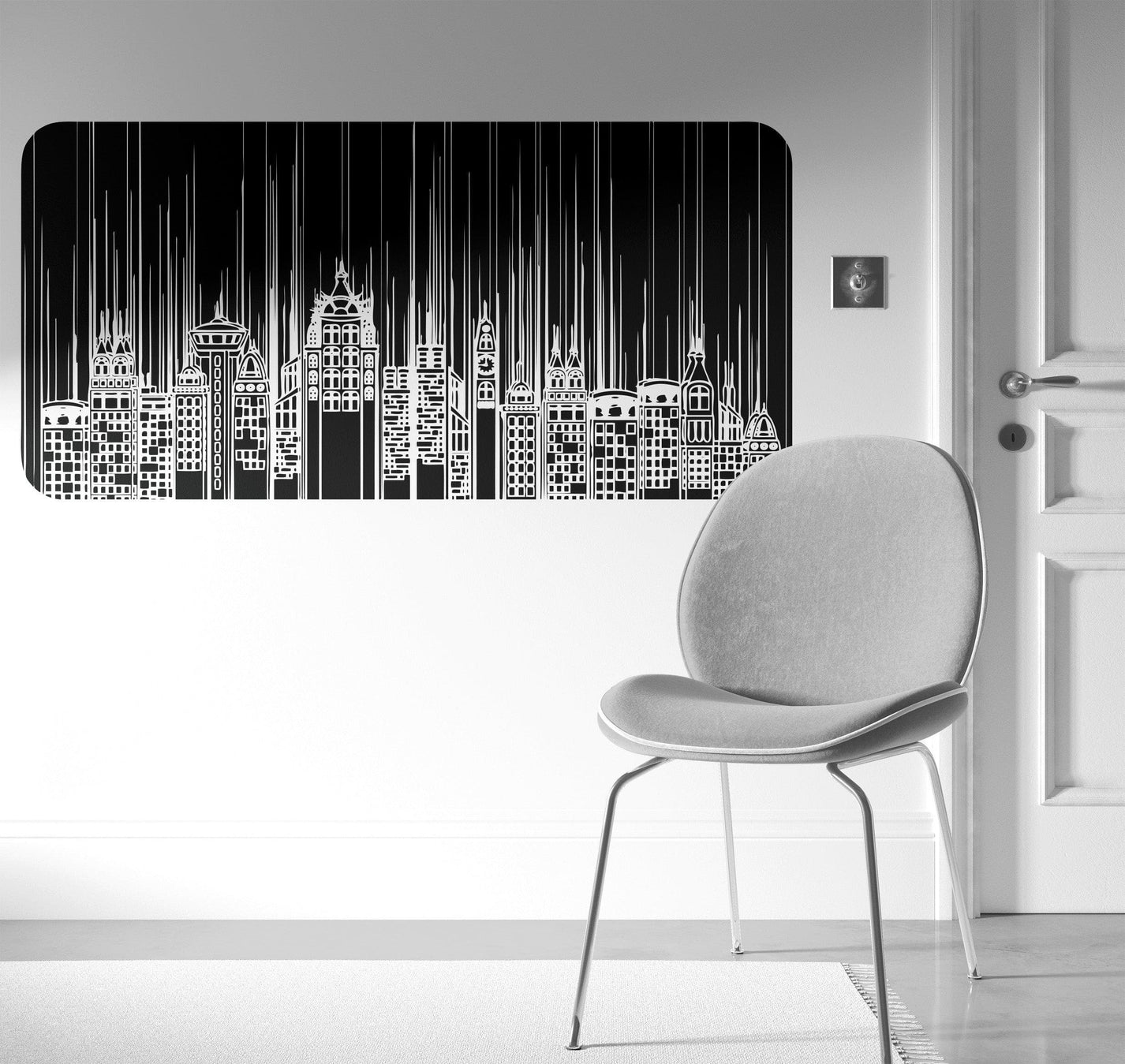 Cyber City Wall Decal Sticker. Skyscrapers / Buildings Urban Theme Cit