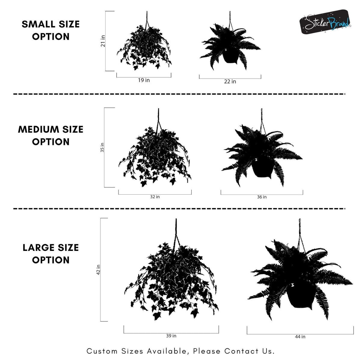 Pair Of Hanging Plants Vinyl Wall Decal Sticker. #5428