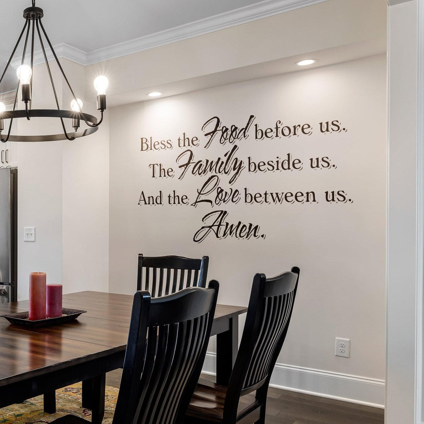 Dining Room Wall Quote Decal Sticker. Bless the Food Before Us... #5432
