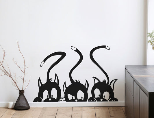 Three Peeking Cats Vinyl Wall Decal Sticker. #5473