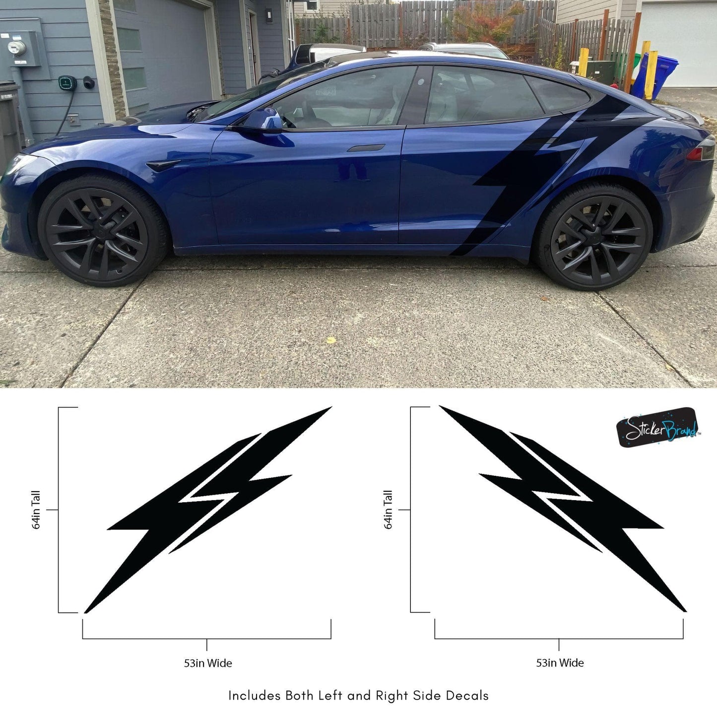 Lightning Bolt Car Decal Sticker. Universal Fit for Tesla / EV's. #6863