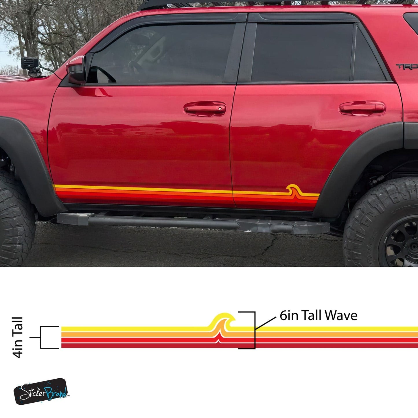 Surf Wave Truck / Car Decal. Overland Stripes Decal Sticker. Universal Fit for most Vehicles. #7051