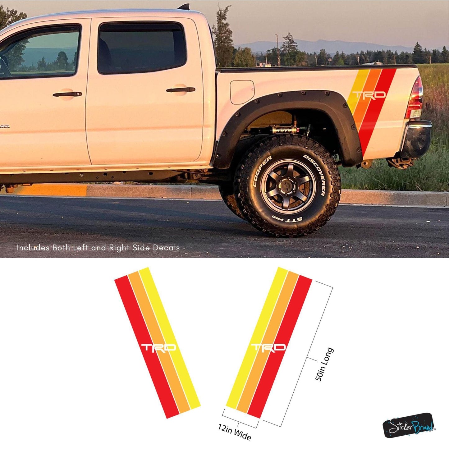 Yellow, Orange, Red TRD Stripes Toyota Truck Decal. #6968