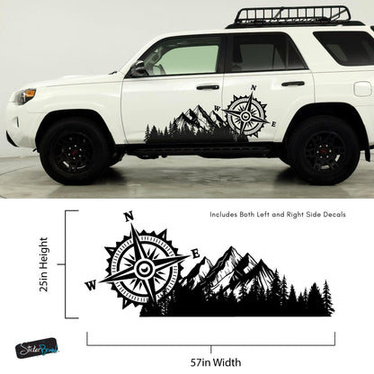 Mountain with Compass Truck Graphic Decal Sticker. Off-Road Overlander. #6909