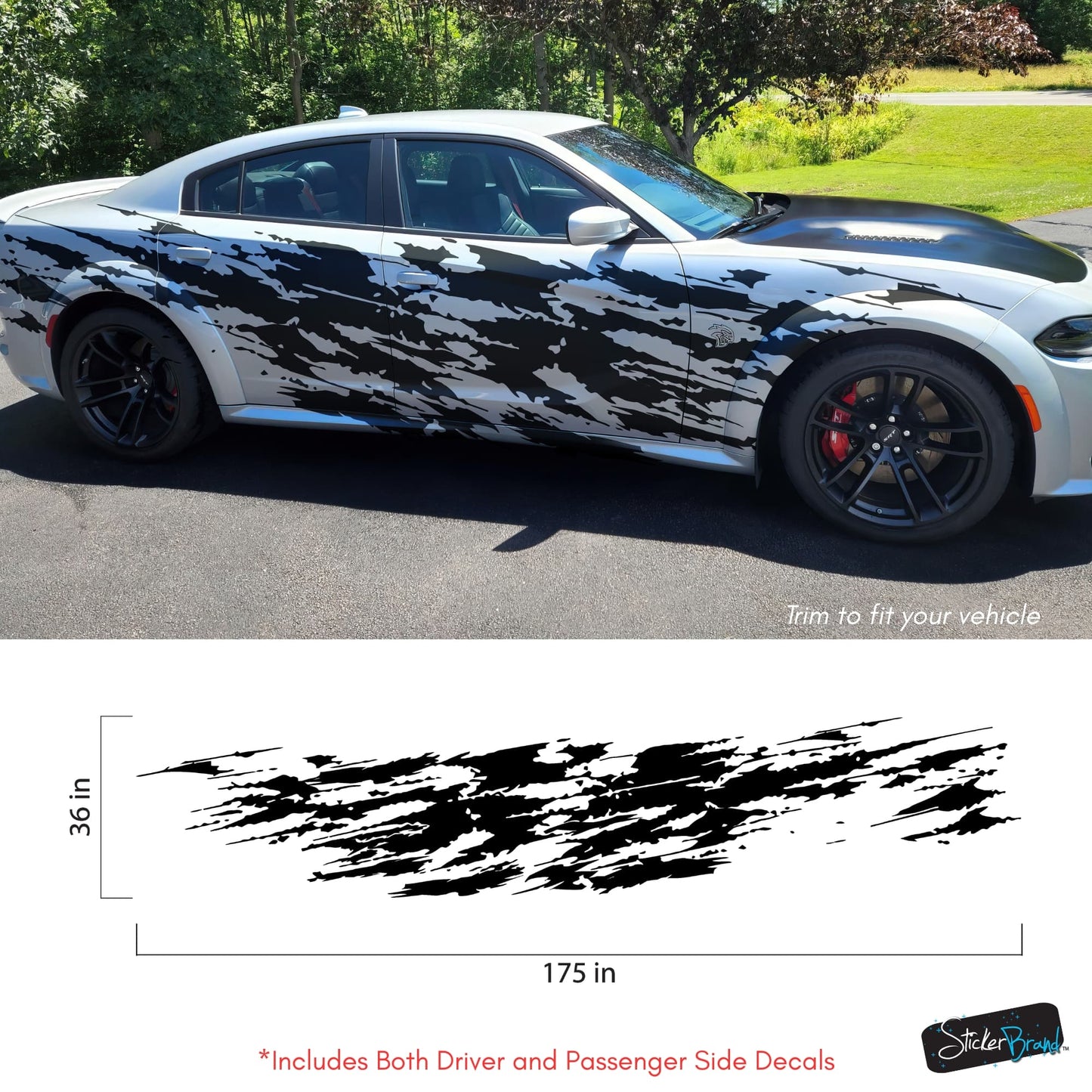Splash Decal, Grunge Scratch Marks Decal Sticker for Challenger, Charger. #7102