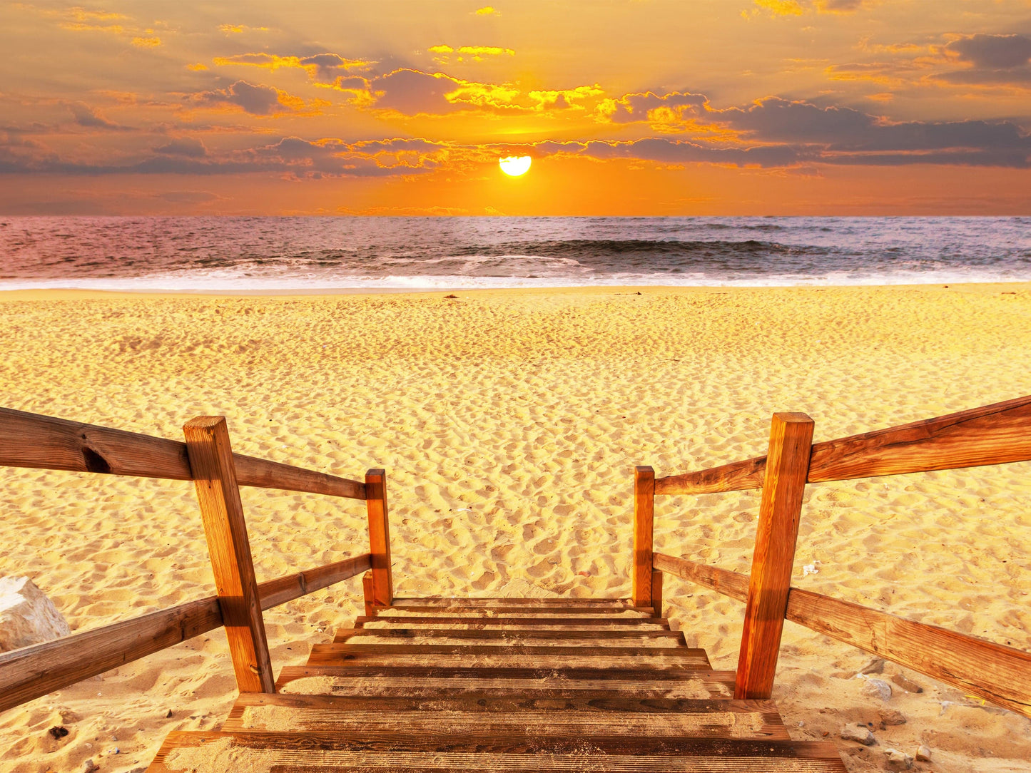 Yellow Sunset on Beach Wallpaper Mural. #6049