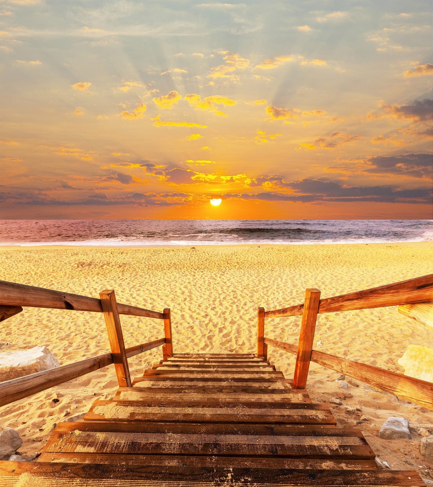 Yellow Sunset on Beach Wallpaper Mural. #6049