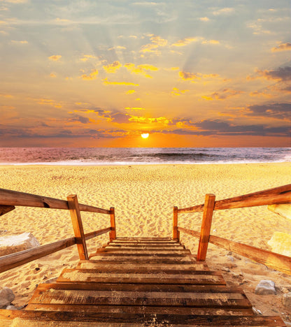 Yellow Sunset on Beach Wallpaper Mural. #6049