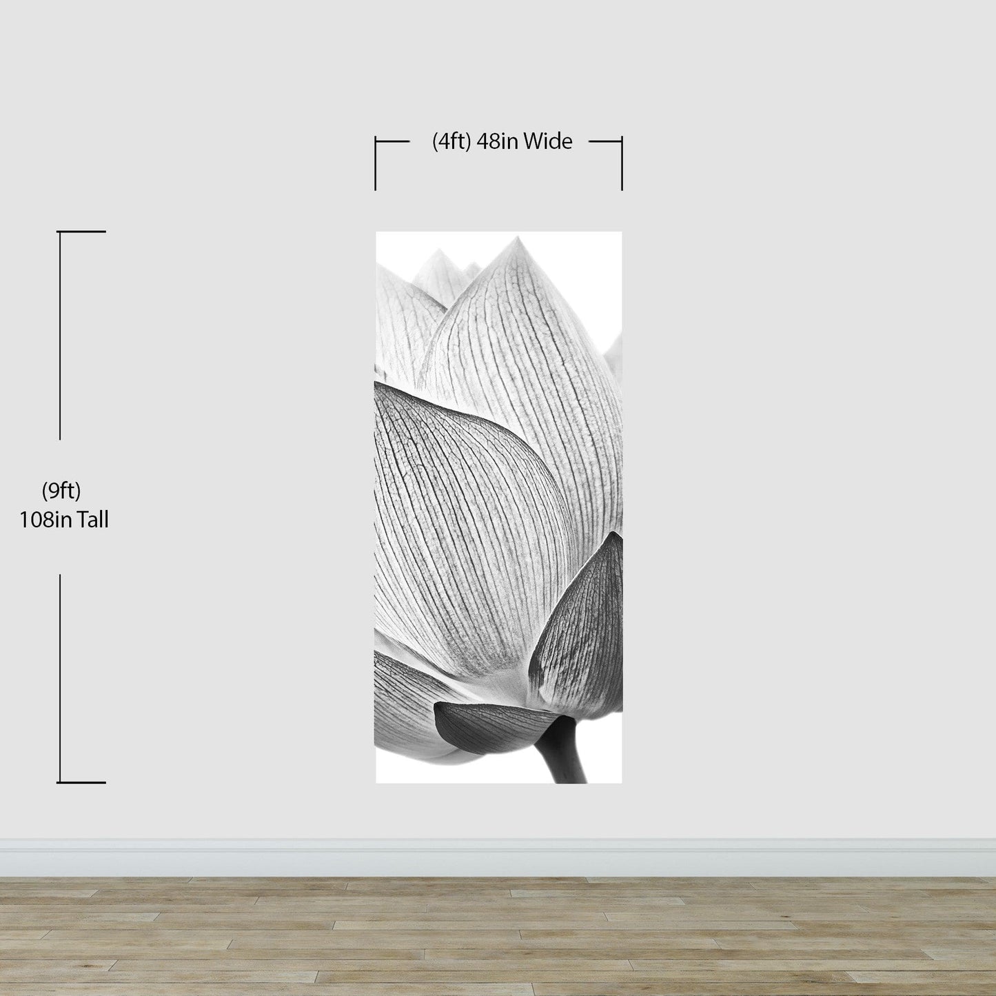 Black and White Lotus Flower Wall Mural #6116