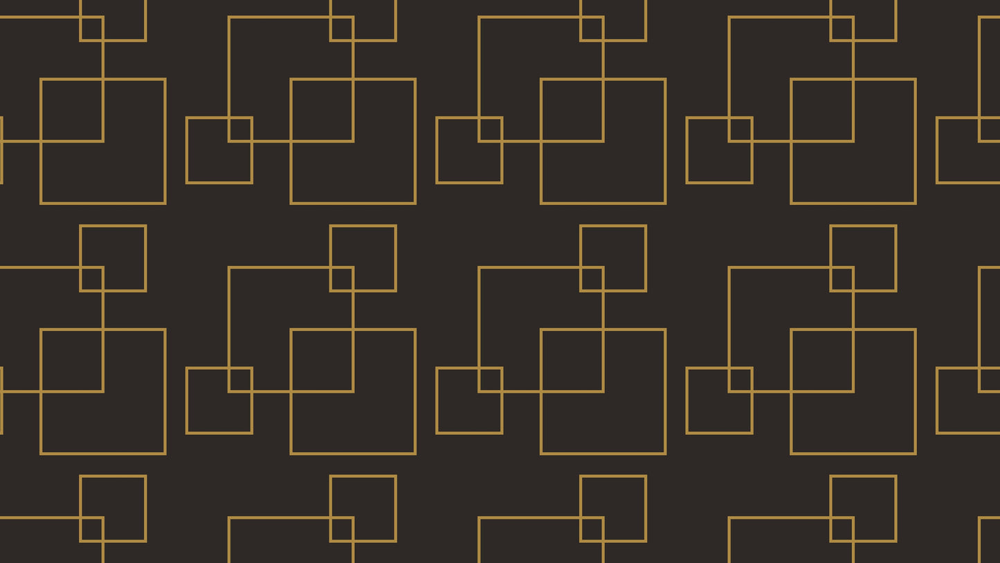 Dark Brown and Gold Square Geometric Pattern Peel and Stick Wallpaper | Removable Wall Mural #6215