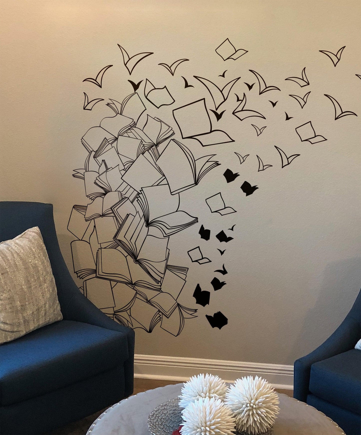 Flying Library Books Vinyl Wall Decal #6261