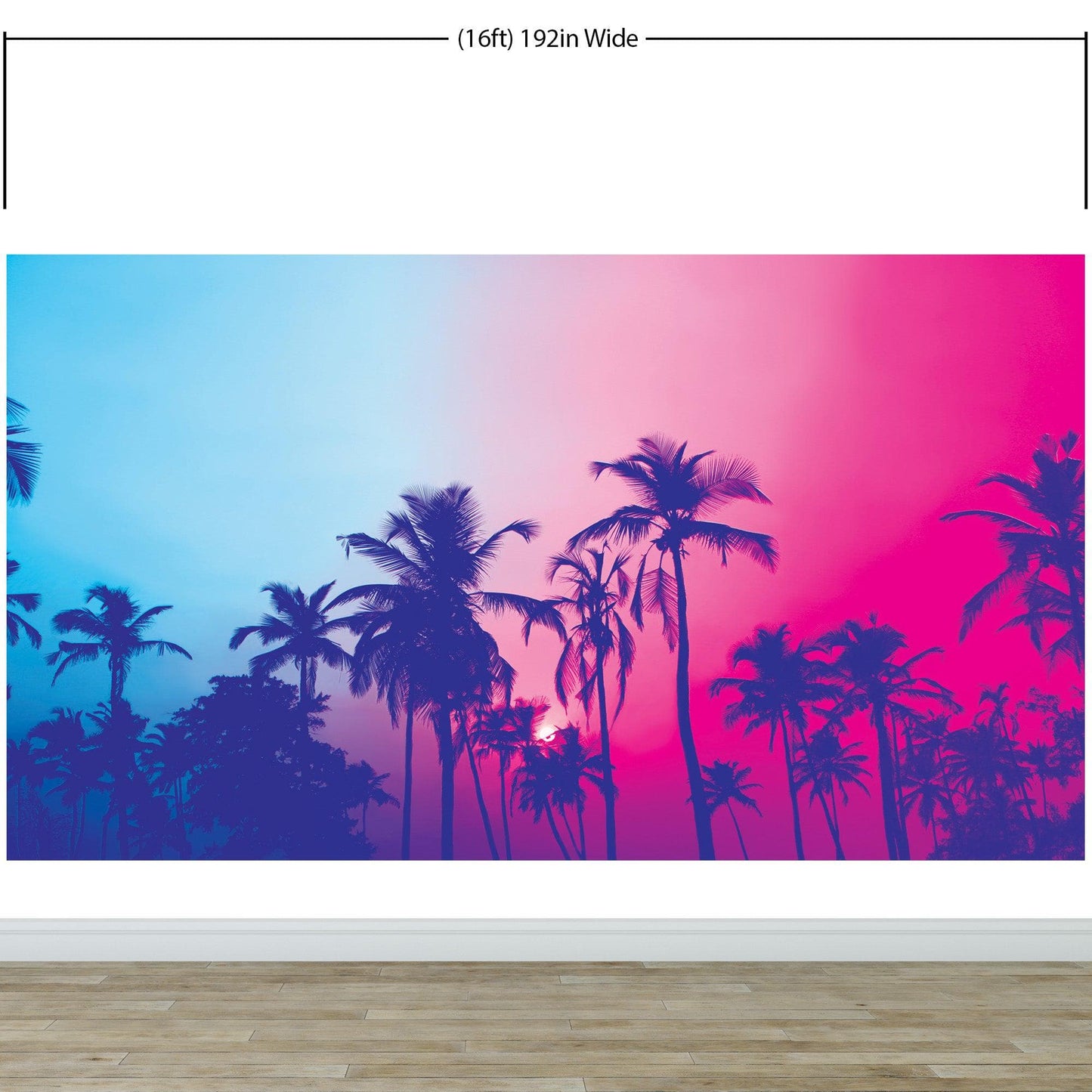 Miami Tropical Palm Tree Vice Color Wall Mural. Bright Miami Vice Blue and Fuchsia Colors. #6281