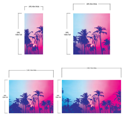 Miami Tropical Palm Tree Vice Color Wall Mural. Bright Miami Vice Blue and Fuchsia Colors. #6281