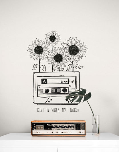 Music Vibes Wall Decal - 'Trust in Vibes, Not Words' - Perfect for Music Rooms and Studios #6556