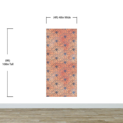 Flower Wallpaper - Botanical Wallpaper - Wildflower Nature Pattern - Floral Peel and Stick Wall Mural. Peach Color Blossom Flower Mural. #6559