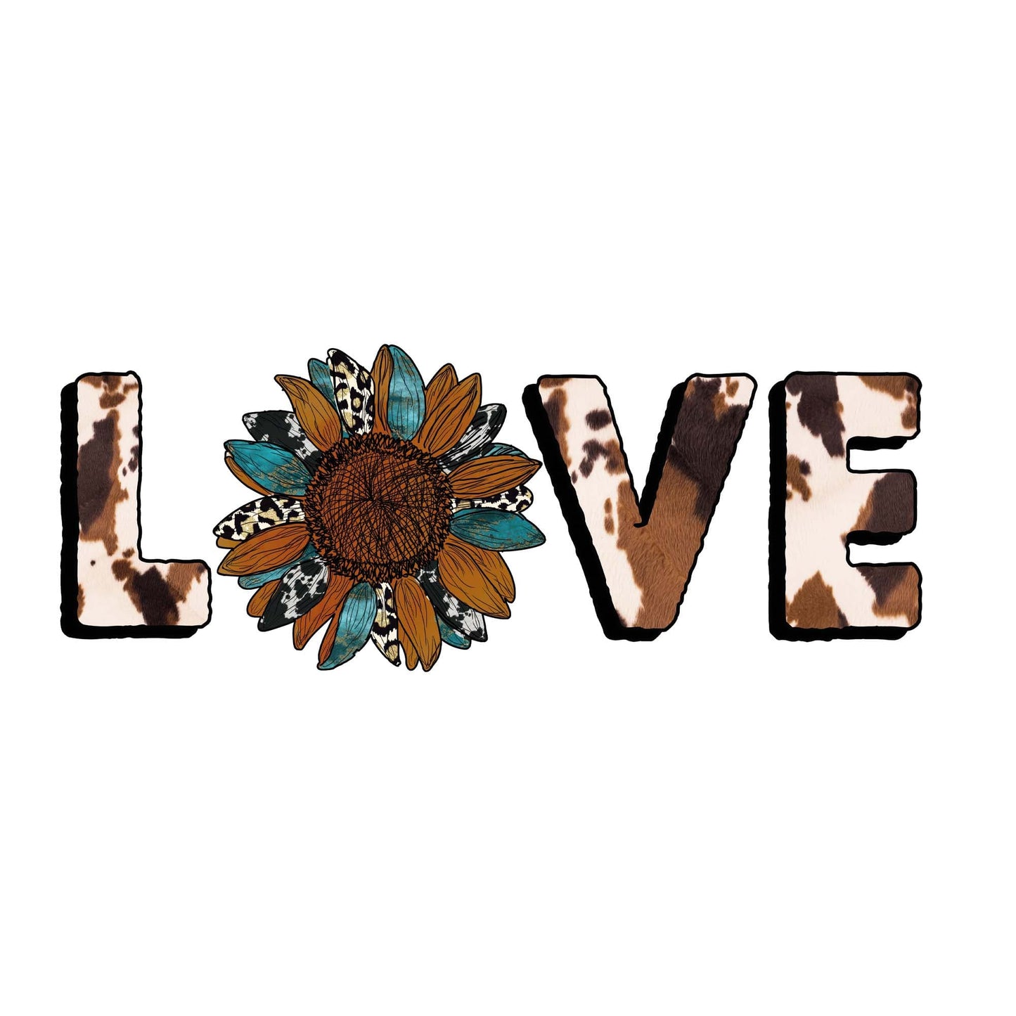 Sunflower Western Theme Love Quote with Flower Wall Graphic. #6565