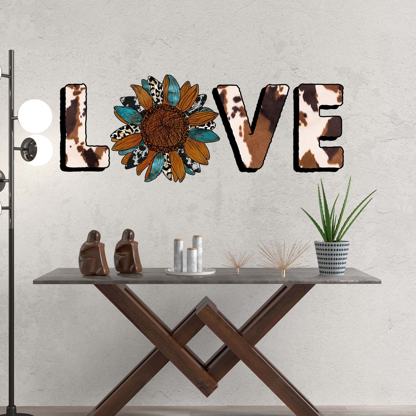 Sunflower Western Theme Love Quote with Flower Wall Graphic. #6565