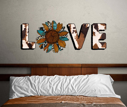 Sunflower Western Theme Love Quote with Flower Wall Graphic. #6565