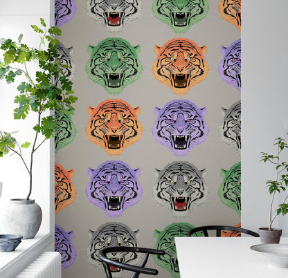 Asian Tiger Wallpaper Peel and Stick Wall Mural. #6573