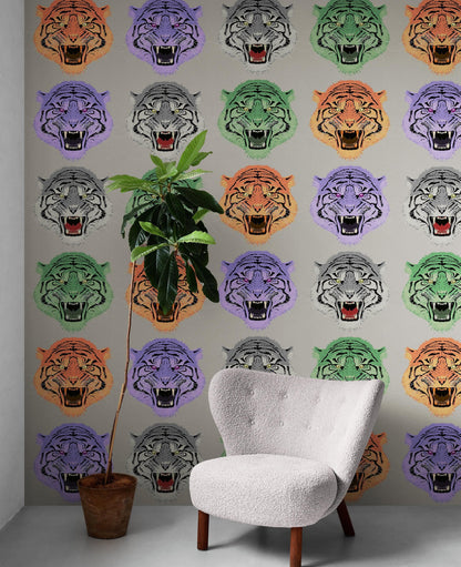 Asian Tiger Wallpaper Peel and Stick Wall Mural. #6573