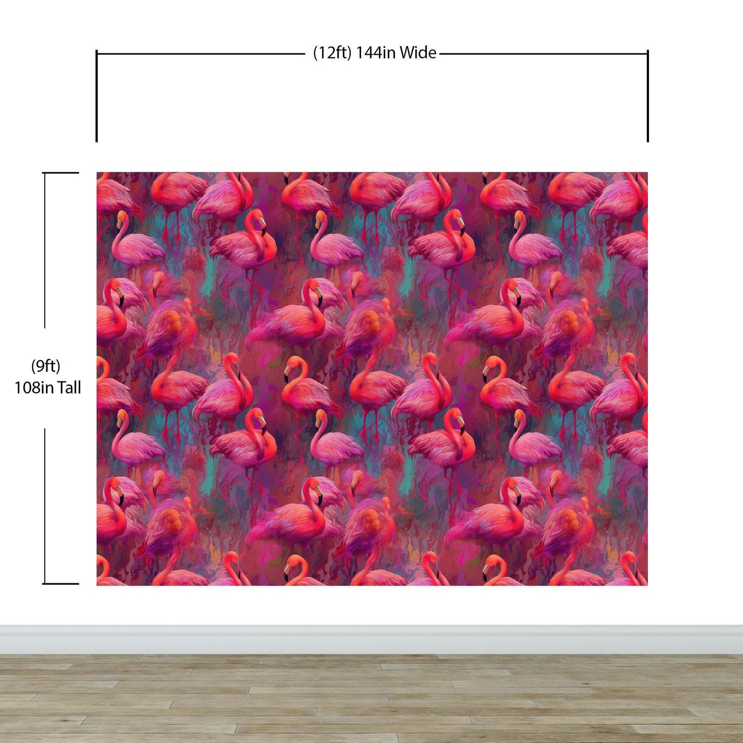 Bright Pink Flamingos Wallpaper - Modern Miami Vibes, Tropical Home Decor #6581