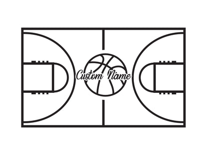 Custom Name Basketball Court Wall Decal Sticker. Personalized NBA Court Layout Sticker. #6591