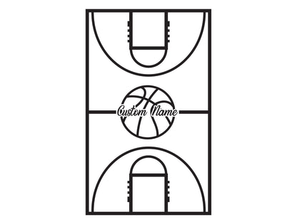 Custom Name Basketball Court Wall Decal Sticker. Personalized NBA Court Layout Sticker. #6591