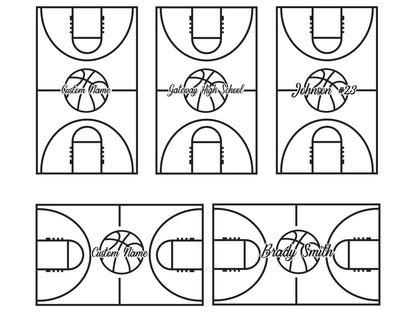 Custom Name Basketball Court Wall Decal Sticker. Personalized NBA Court Layout Sticker. #6591