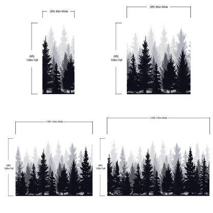 Black and White Pine Tree Forest Wallpaper. #6594