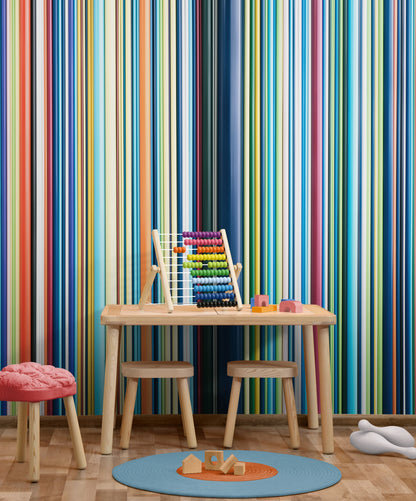Vertical Line Color Stripes Wallpaper. Bright Rainbow Color Lines Wall Mural. #6597