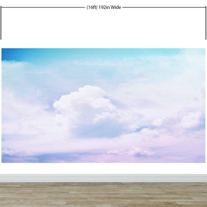 Pastel Sky and Clouds Kids Wallpaper Mural - Dreamy Nursery Peel and Stick Wallpaper. #6605