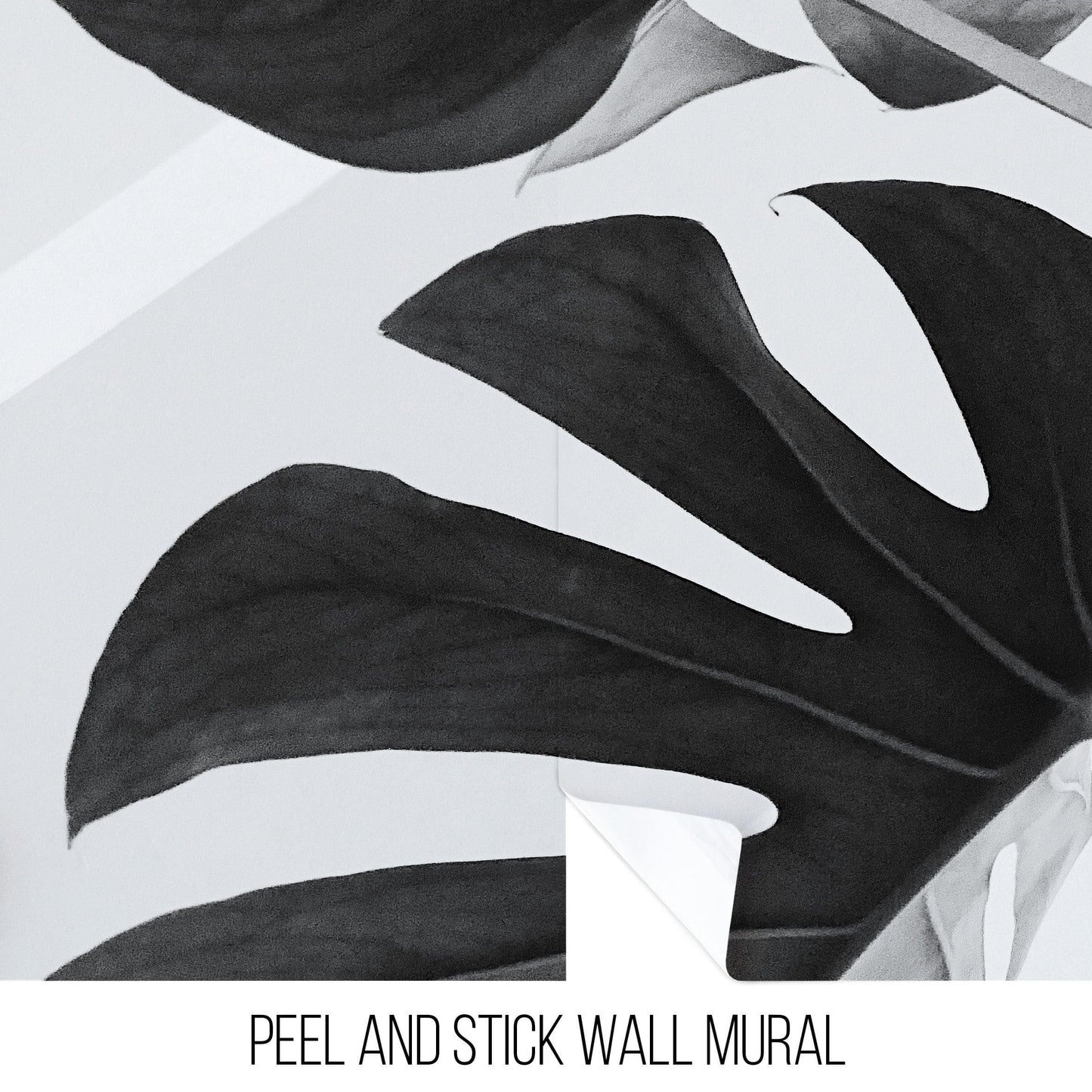 Elegant Black and White Leaves Wallpaper Mural - Serene Botanical Beauty #6606