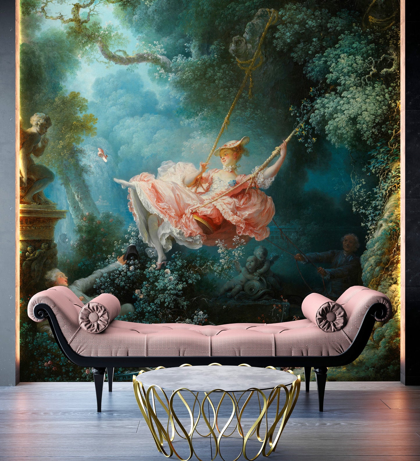 The Swing Wallpaper Painting. Retro Vintage Wall Mural Print. Bedroom Wall Art. French Artist Jean-Honoré Fragonard. #6609