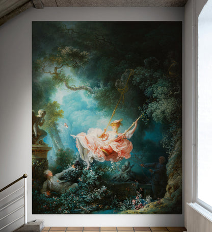 The Swing Wallpaper Painting. Retro Vintage Wall Mural Print. Bedroom Wall Art. French Artist Jean-Honoré Fragonard. #6609