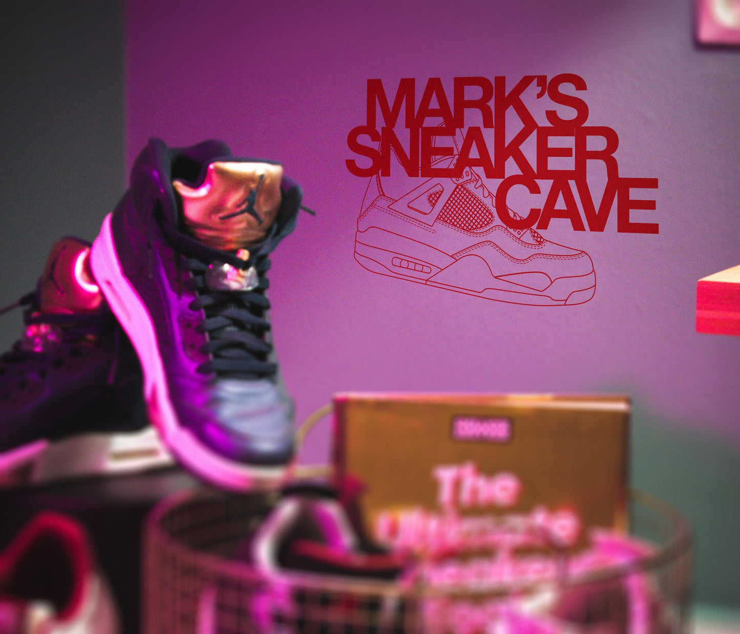 Sneakerhead Decor. Hypebeast Decor. Custom Personalized Name 'Sneaker Cave' Wall Decal Sticker. #6636
