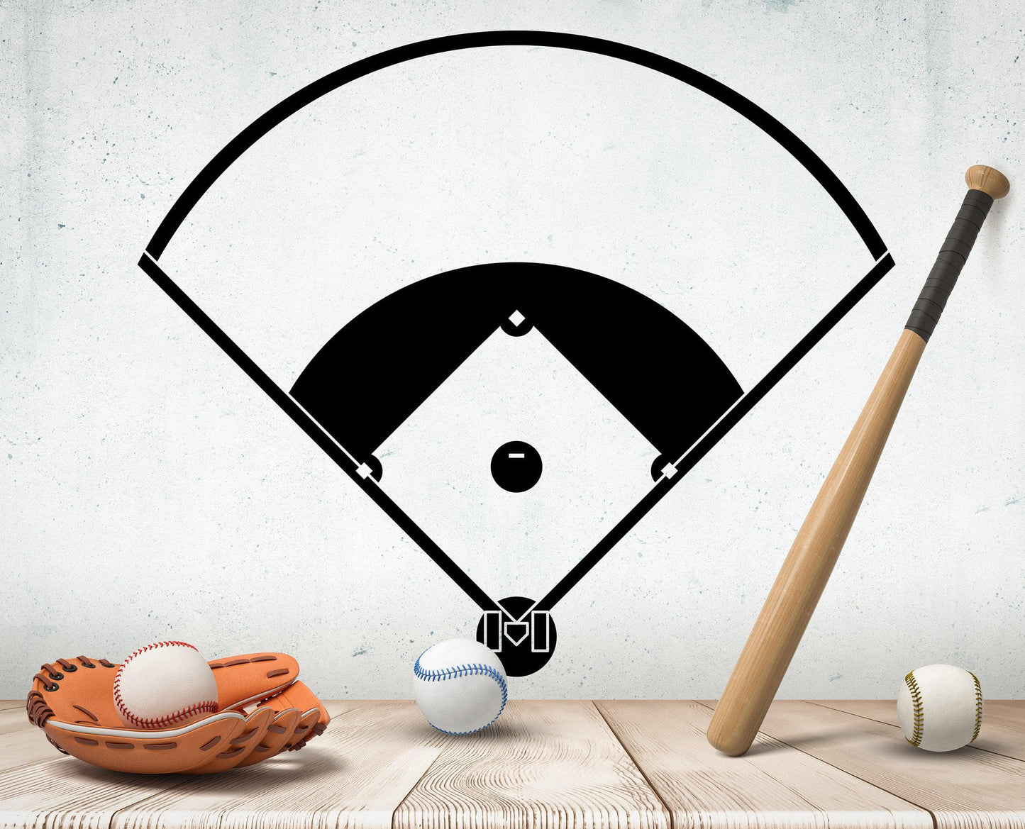 Baseball Field Diagram Wall Decal Sticker. #6659